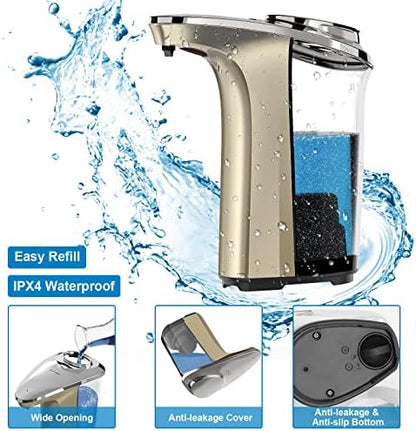 Automatic Soap Dispenser, Touchless Dish soap Dispenser 17oz/500ml with Upgraded Infrared Sensor, 5 Adjustable Soap Dispensing Levels, Liquid Hand soap Dispenser for Bathroom & Kitchen