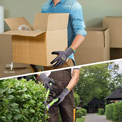 Work Gloves MicroFoam Nitrile Coated-6 Pairs,Seamless Knit Nylon Gloves,Gray Work gloves