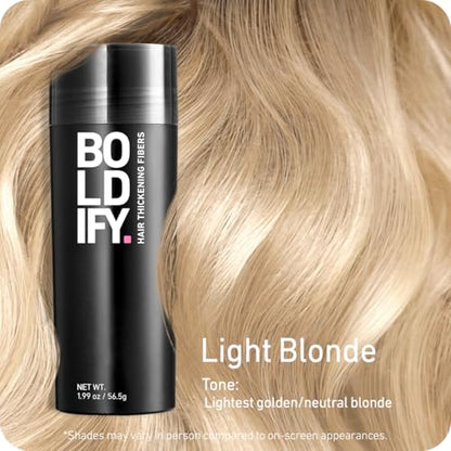 BOLDIFY Hair Fibers (56.5g) - Fill In Thinning and Fine Hair for an Instantly Fuller, Thicker Look - 14 Shades for Women & Men - Light Blonde