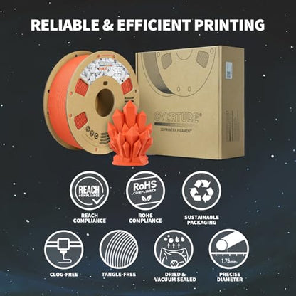 OVERTURE Rock PLA Filament 1.75mm, Marble PLA 3D Printer Filament 1kg Spool (2.2lbs), Dimensional Accuracy +/- 0.02 mm, Fit Most FDM Printer (Mars Red)