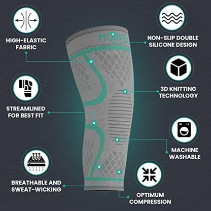Modvel Compression Knee Brace for Women & Men, 2-Pack Knee Brace for Running Knee Pain, Knee Support Compression Sleeve, Workout Sports Knee Braces for Meniscus Tear, ACL & Arthritis Pain Relief