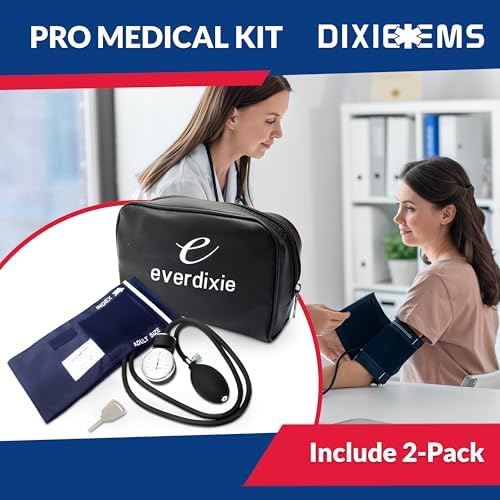 Deluxe Aneroid Sphygmomanometer Blood Pressure Monitor Set – 2-Pack – Adult Cuff, Carrying Case & Calibration Tool – High Contrast Dial for Accurate Readings – Portable & Durable Design – Navy
