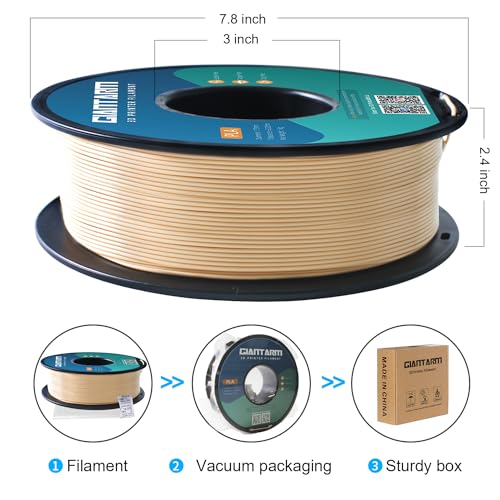 GIANTARM 3D Printer Filament, Bone White Pla Filament, 1Kg(2.2lbs) Spool, 1.75mm Dimension Accuracy +/- 0.03mm, 3D Printing Filament
