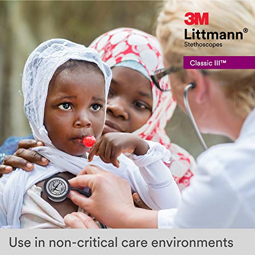 3M Littmann Classic III Monitoring Stethoscope, 5620, More Than 2X as Loud, Weighs Less, Stainless Steel Chestpiece, 27" Black Tube
