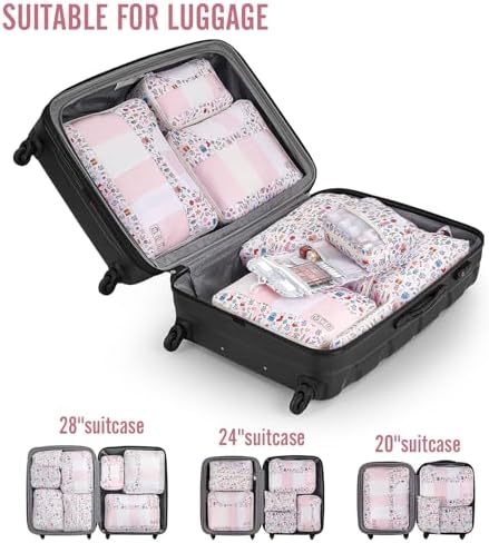 Veken 8 Set Packing Cubes for Travel Kids, Beach Vacation Essentials Accessories for Cruise Ship, Suitcase Organizer Bags for Luggage with Hanging Toiletry & Shoe Bag, Birthday Gifts for Women Mom Her