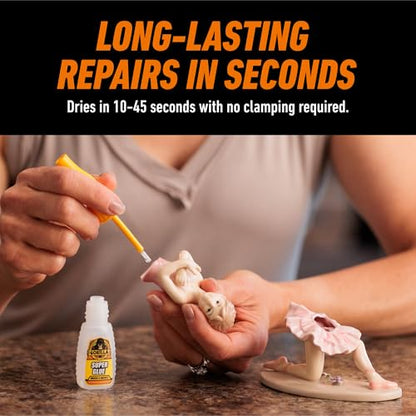 Gorilla Super Glue with Brush & Nozzle Applicator, Clear Glue, 12 Gram (Pack of 24) - All Purpose and Fast Setting for Projects and Repairs