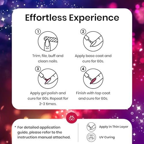 Beetles Pink Gel Nail Polish, Red Purple Nude Blue Glitter 20 Colors Gel Polish Set Romance Rebellion with Base & Top Coat, Soak off Uv LED Cured Nail Art Design Salon Home Gift for Women