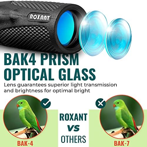 Roxant Viper Monocular Telescope – 10x25 Monoculars for Adults High Powered | Military Grade BAK4 Prism Pocket Scope | Weatherproof with Case, Wrist Strap & Smartphone Adapter