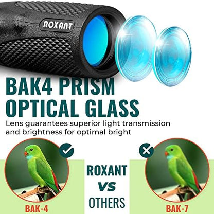 Roxant Viper Monocular Telescope – 10x25 Monoculars for Adults High Powered | Military Grade BAK4 Prism Pocket Scope | Weatherproof with Case, Wrist Strap & Smartphone Adapter