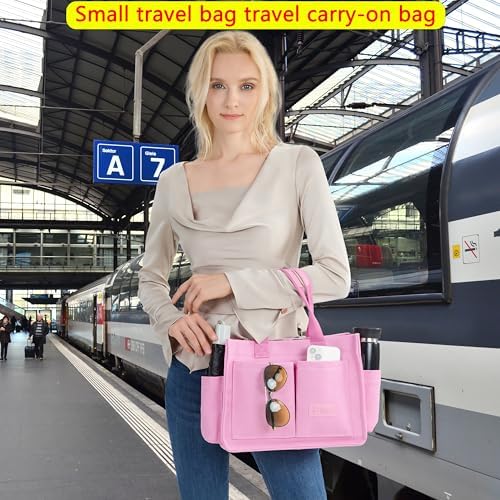 Tote Bag for Women With Compartments,Large Canvas Tote Women's Purse Crossbody Bags Work Laptop Book Bag Satchels Handbags
