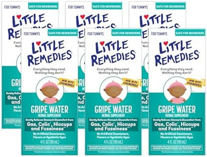 Little Remedies Gripe Water for Babies, Colic and Baby Gas Relief for Newborns, 4 Fl Oz, 6 Pack