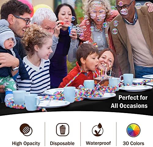 Party Solids 6-Pack Premium Plastic Tablecloth 54in. x 108in. Rectangle Plastic Table Cover - Black