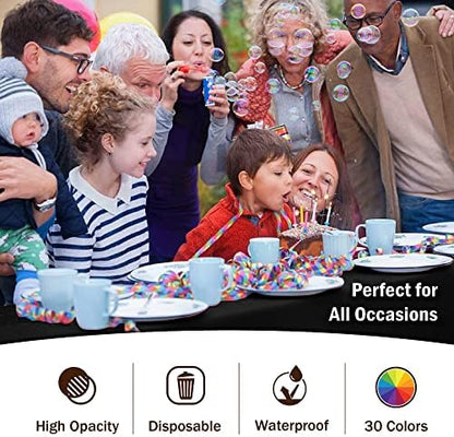 Party Solids 6-Pack Premium Plastic Tablecloth 54in. x 108in. Rectangle Plastic Table Cover - Black