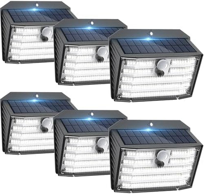 [6 Packs] Solar Motion Lights Outdoor, Ultra Bright Solar Fence Lights with Motion Sensor, IP65 Waterproof Security Light 3 Modes, 270° Lighting Angle, Wall Lights for Deck Patio Fence Garage Door
