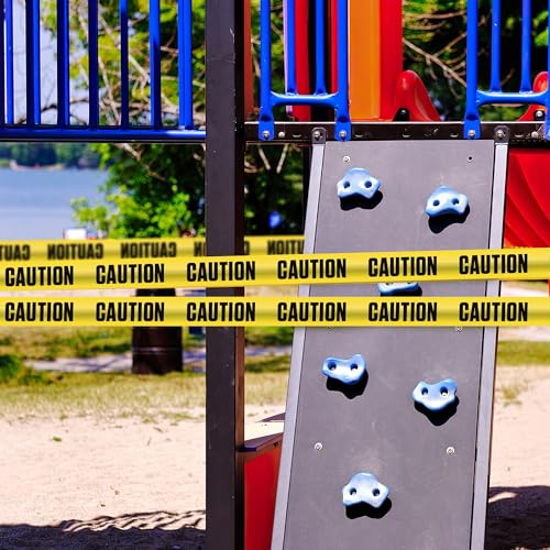 ATERET Premium Yellow Caution Tape 2-Pack 3 inch x 1000 feet, Hazard Safety Tape, Construction Tape for Danger/Hazardous Area, Ideal Use for Halloween Decorations, Party, Work-Site