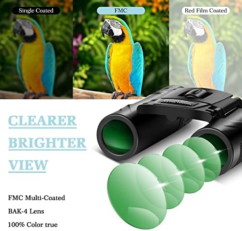 8x21 Mini Lightweight Binoculars, Compact Pocket Binocularsfor Adults Kids, Small Protable Binoculars for Bird Watching Travel Opera Theater Sports Scenery (Red)