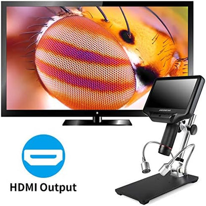 Andonstar AD407 3D HDMI Soldering Digital Microscope with 4MP UHD and 7 inch Adjustable LCD Screen USB Video Microscopes for Phone Repairing SMT SMD DIY