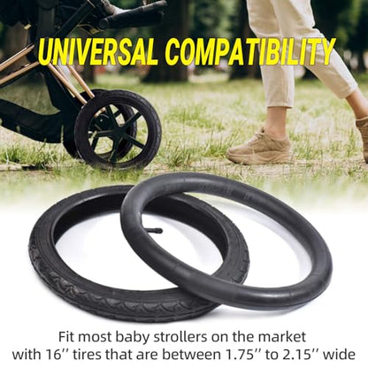 16'' x 1.75/2.15 Back Wheel Replacement Tire and Tube for BoB Revolution SE/Pro/Flex and Duallie - Made from BPA/Latex Free Premium Quality Butyl Rubber