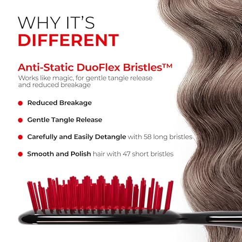 FHI Heat UNbrush Detangling Brush for Pain-Free Brushing on All Wet or Dry Hair Types — Durable DuoFlex Anti-Static Bristles, Lightweight Handle, Vented Hair Brush