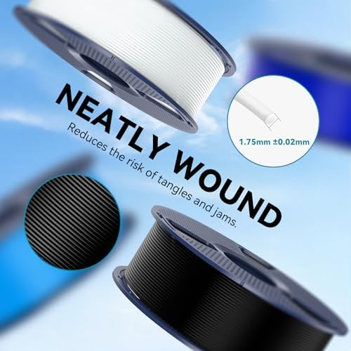 SUNLU Large Spool 3KG PLA Filament, 3D Printer Filament PLA 1.75mm, Less Stringing Good Layer Adhesion High Toughness, Big Roll Filament, 3kg Spool(6.6 lbs), Black