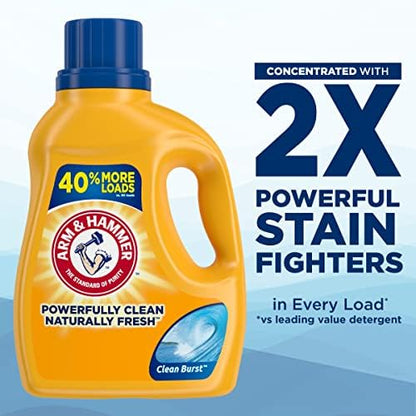 Arm & Hammer Clean Burst, 105 Loads Liquid Laundry Detergent, 105 fl oz (Pack of 2)