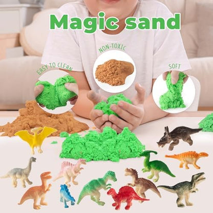 Dinosaur Light-Up Terrarium Kit for Kids - LED Night Light Birthday Gift for Boys Ages 4 5 6 7 8-12 Year Old - Dinosaur Toys for Boys - DIY Arts and Crafts Kit for Kids