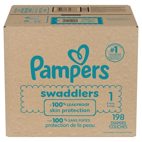 Pampers Baby Diapers - Swaddlers - Size 1, 198 Count, Ultra Absorbent Disposable Infant Diaper