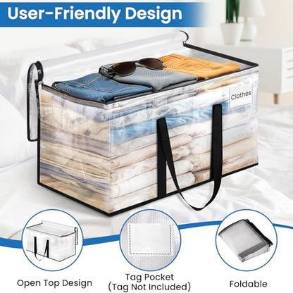 Clear Heavy Duty Extra Large Moving Supplies Storage Bags with Reinforced Handle and Double Zipper, Alternative to Moving Box (8 Packs)