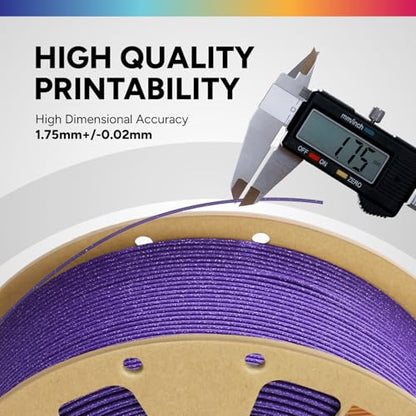 OVERTURE PLA Filament 1.75mm, Neatly Wound 3D Printer Filament 1kg Spool (2.2lbs), Dimensional Accuracy +/- 0.02 mm, Fit Most FDM 3D Printers (Sparkle Purple)