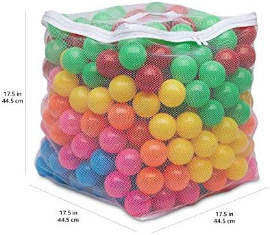 Amazon Basics BPA Free Crush-Proof Plastic Ball, Pit Balls with Storage Bag, Toddlers Kids 12+ Months, Pack of 400 Balls, 6 Bright Colors
