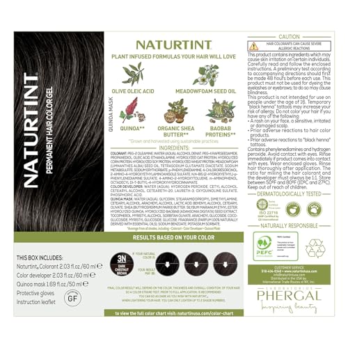 Naturtint 3N Dark Chestnut Brown Permanent Hair Color (Pack of 6), Ammonia Free, Vegan, Cruelty Free, up to 100% Gray Coverage, Long Lasting Results (Packaging may vary)