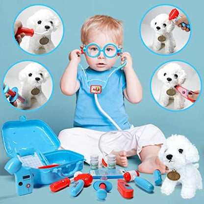 Meland Toy Doctor Kit for Kids - Pretend Play Doctor Set with Carrying Case, Stethoscope Toy & Dress Up Costume - Doctor Play Set for Kids Toddlers Ages 3 4 5 6 Year Old for Role Play Gift