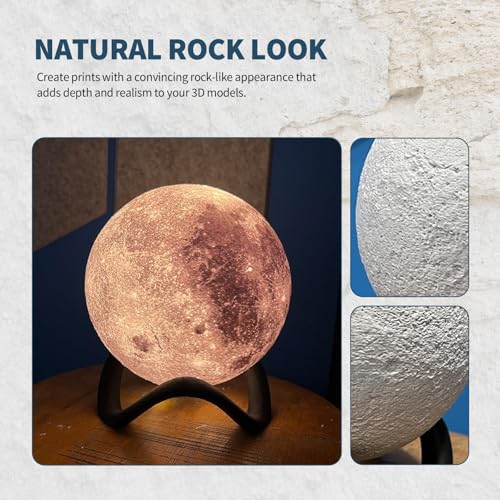 OVERTURE Rock PLA Filament 1.75mm, Marble PLA 3D Printer Filament 1kg Spool (2.2lbs), Dimensional Accuracy +/- 0.02 mm, Fit Most FDM Printer (Rock White)