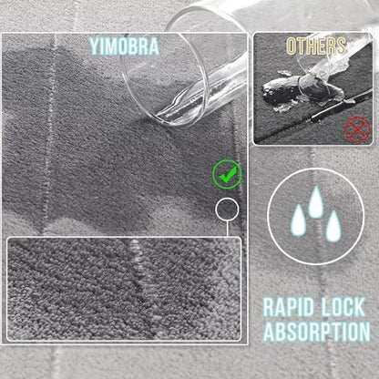 Yimobra Memory Foam Bath Mat, Super Soft Absorbent Bathroom Rug Non Slip 31.5x20 Inch, Quick Dry, Machine Washable Floor Carpet for Tub Shower, Home Decor Accessories, Gray