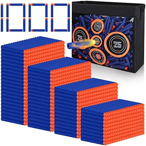 1000PCS Bullets Refill Darts Fit for Nerf N-Strike Elite Series Bulk Bullets Compatible for Nerf Party with Portable Shooting Practice Target Mesh Bag
