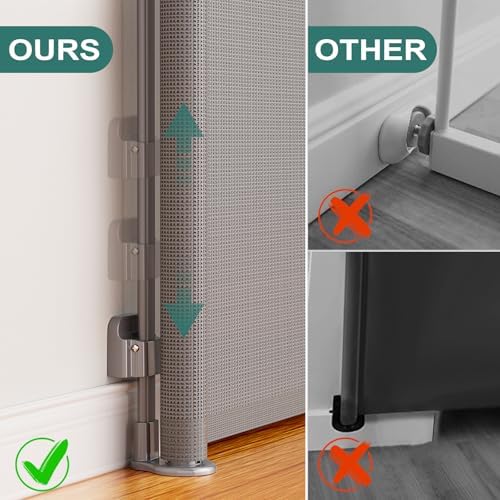 Babepai Retractable Baby Gates Extra Wide | 55" Wide x 38" Tall Dog Gates for Stairs | Indoor/Outdoor Use | Child Gates for Doorways, Deck, Porch, Hallways, Patio - Gray