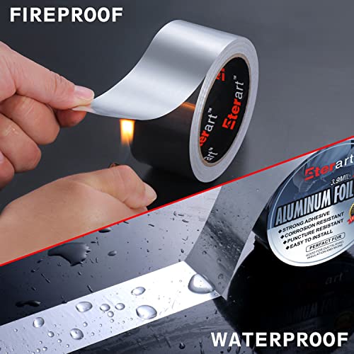 Aluminum Foil Duct Tape Heavy Duty,High Temperature Sealing and Patching,for HVAC,Air Ducts,Metal Repair, Foamboard,Insulation,Dryer Vent and More,2 Inch x 40 Yards,Silver