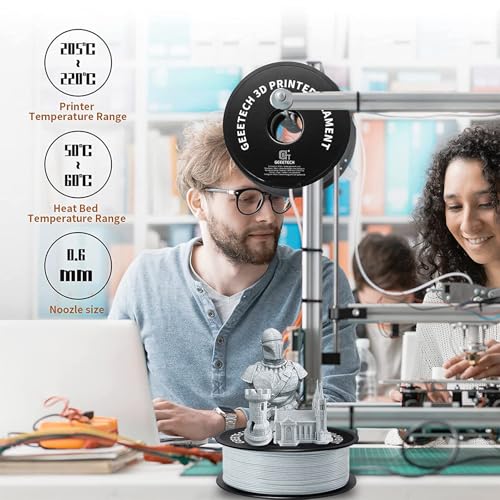 Geeetech Marble PLA 3D Printer Filament, Stone-Like Appearance, 1kg Spool (2.2lbs), 1.75mm Dimensional Accuracy +/- 0.02 mm, Marble White-Grey Color