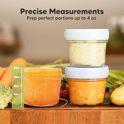 KeaBabies 12pk 4oz Glass Baby Food Containers with Lids - Leak-Proof, Microwavable Small Glass Jars, Baby Purees & Toddler Snack Storage Containers, BPA-Free, Dishwasher & Freezer Safe (Nord)