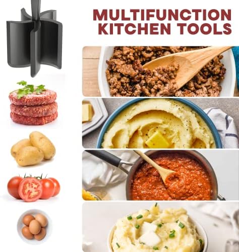 2 Pcs Meat Chopper, Upgrade Hamburger Smasher, Premium Heat Resistant Meat Masher for Ground Beef, Ground Turkey and More, Non Stick Mix Grinder