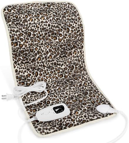 Heating Pad-Electric Heating Pads for Back,Neck,Abdomen,Moist Heated Pad for Shoulder,Knee,Hot Pad for Arms and Legs,Dry&Moist Heat & Auto Shut Off(Leopard Print, 12''×24'')