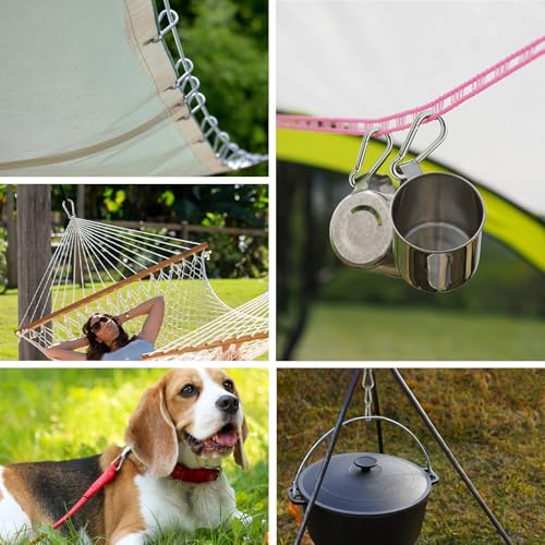Carabiner Clip Hooks, 10pcs 3.15 inch Carabiners Heavy Duty, 304 Stainless Steel Spring Snap Hook Fits Camping Hiking, Metal Clips for Rope Chain Keys Rings