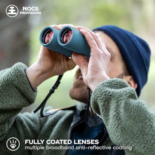 Nocs Provisions Pro Issue 8x42 Compact Fogproof Waterproof Binoculars for Adults & Kids, 8X Magnification, Wide View Multi-Coated Lenses for Bird Watching, Hunting & Stargazing- Harbor Blue