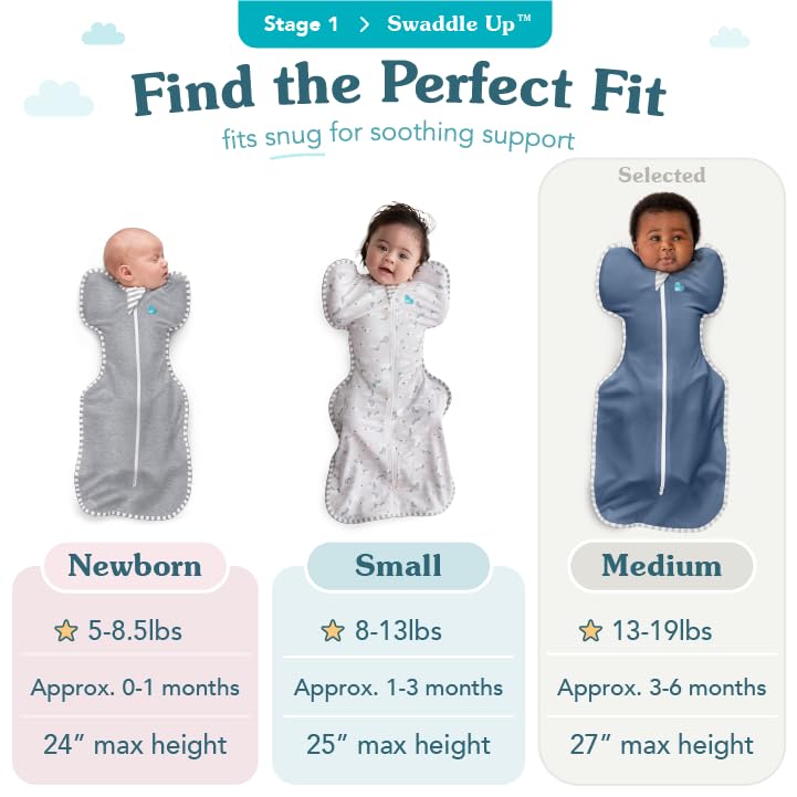 Love to Dream Swaddle UP, Baby Sleep Sack, Self-Soothing Swaddles for Newborns, Improves Sleep, Snug Fit Helps Calm Startle Reflex, New Born Essentials for Baby, 1.0 TOG, 13-19 lbs, Gray