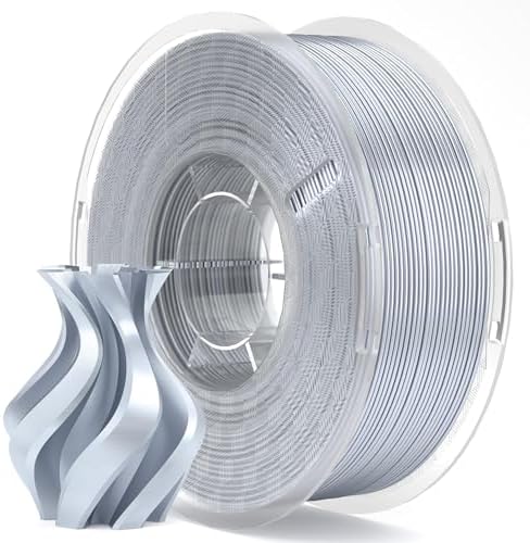 ELEGOO Silk PLA Filament 1.75mm Silver Grey 1KG, 3D Printer Filament Dimensional Accuracy +/- 0.02mm, 1kg Plastic Spool(2.2lbs) 3D Printing Filament Fits for Most FDM 3D Printers