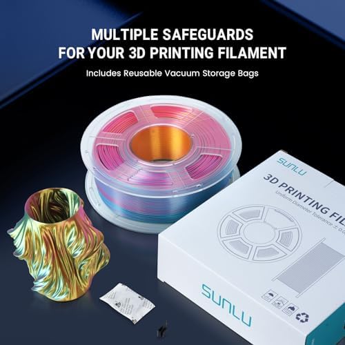 SUNLU Silk Triple Color Pla Filament, Silk PLA 3D Printer Filament 1.75mm, Shiny Silk Texture, Dimensional Accuracy +/- 0.02mm, 1KG Spool (2.2 lbs), PLA Silk Triple Color (Blue Green Purple)