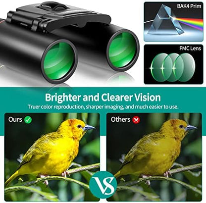 POLDR 12X25 Small Binoculars with Clear Vision, Pocket Binoculars Compact for Adults Theater Concert Opera Travel Bird Watching