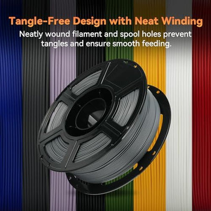 FLASHFORGE PLA Filament 1.75mm +/- 0.02mm, Matte Grey 3D Printer Filament 1kg (2.2lbs) Spool, Excellent Printing Performance, Easy to Use for Most FDM 3D Printers