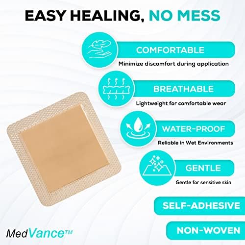 MedVanceTM Silicone - Bordered Silicone Adhesive Foam Dressing (6"x6" (4.1"x4.1" pad) 10 Pack