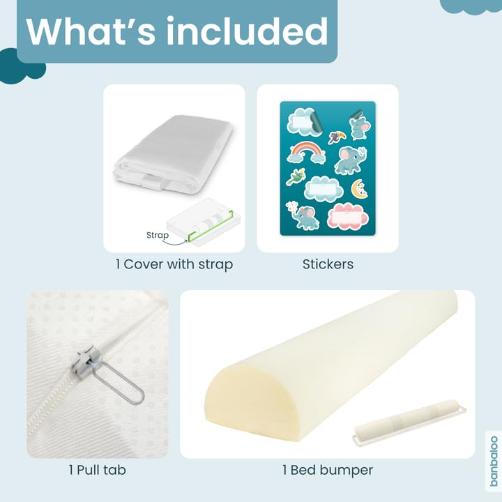 BANBALOO | Bed Bumper for Toddlers 53" | Bed Rails for Queen, King, Twin, Full-Size Bed | Toddler Bed Bumper | Bumpers for Bed | Bed Rail for Toddlers | Bed Barrier for Toddler | Foam Bumper